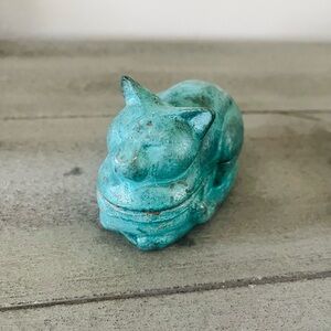 Vintage Cat Trinket Box Cast Iron
